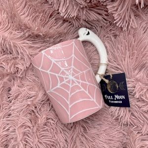 ✨NEW👻Full Moon Pink Spiderweb Mug with Ghost Handle🕸️